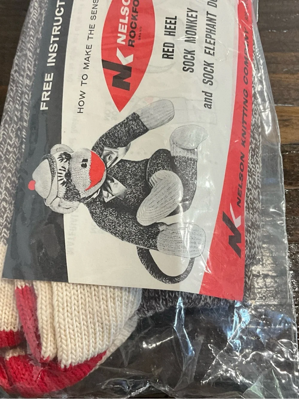 Vintage 3 pack Nelson Red Heel Work Socks Size 12-13 NOS Sock Monkey Elephant